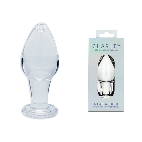 Clarity - Utopian Bud - Clear 8.9 cm Glass Butt Plug - Hush Store Sydney 