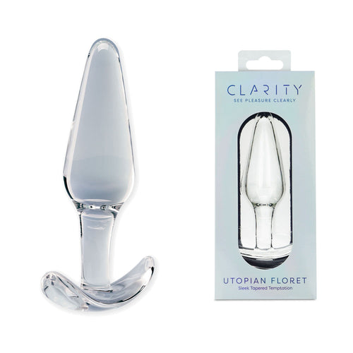 Clarity - Utopian Floret - Clear 11 cm Glass Butt Plug - Hush Store Sydney 