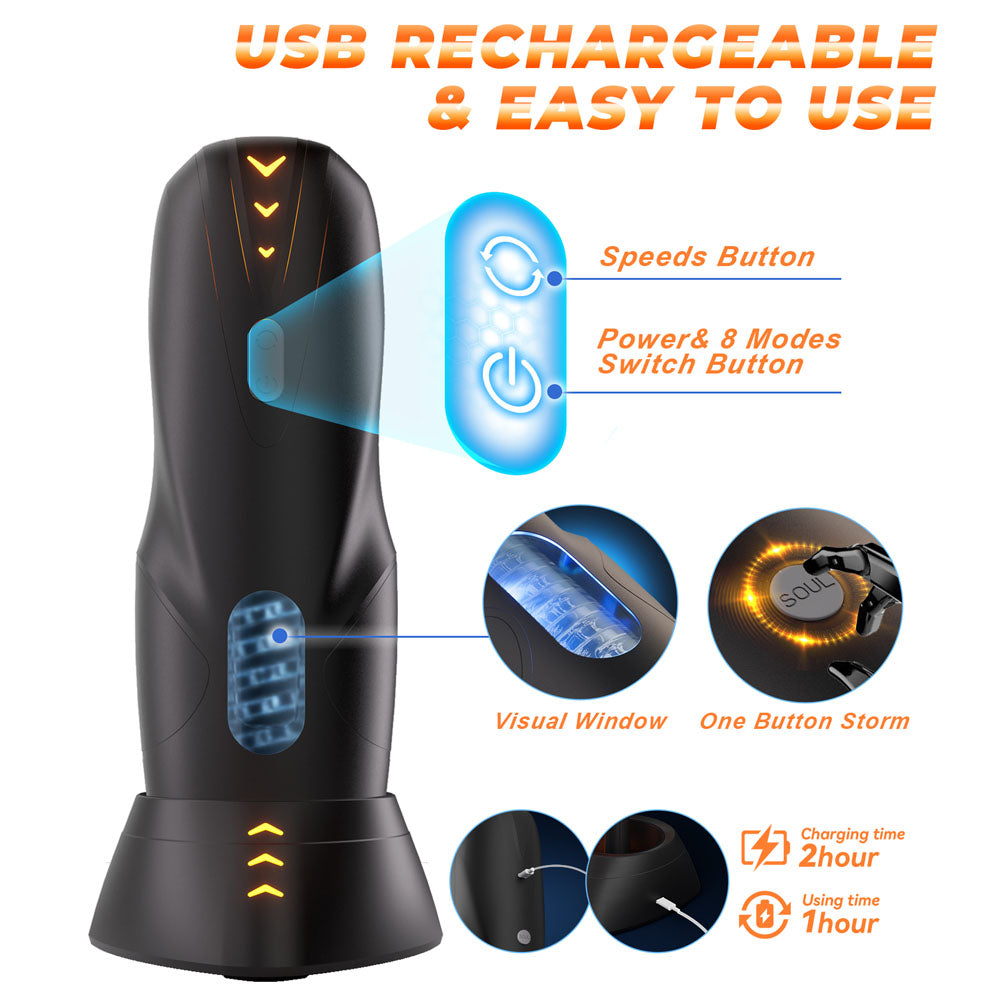 CyberSkin The Galaxy Voy - USB Rechargeable Thrusting & Rotating Auto Masturbator with Heater
