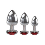 Adam & Eve Three Hearts Gem Anal Plug Set - Metallic Butt Plugs with Gem Bases - Set of 3 Sizes