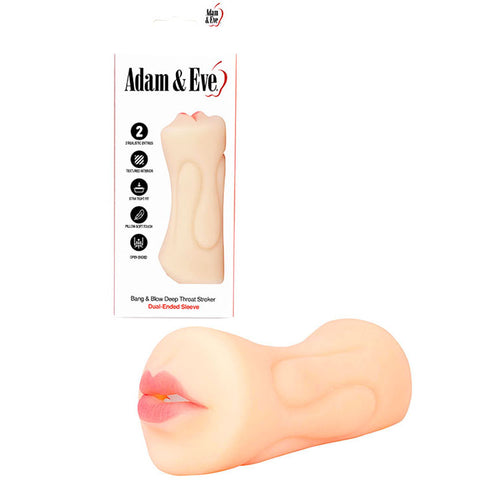 Adam & Eve Bang & Blow Deep Throat Stroker - Flesh Vagina & Mouth Dual Ended Stroker - Hush Store Sydney 
