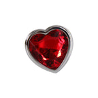 Adam & Eve Red Heart Gen Anal Plug - Small - Metallic 7.1 cm Butt Plug with Heart Gem Base