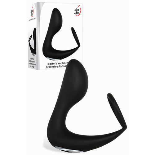 Adam & Eve Adam's Rechargeable Prostate Pleaser & C-Ring - Black USB Rechargeable Anal Plug with Cock Ring - Hush Store Sydney 