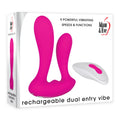 Adam & Eve Rechargeable Dual Entry Vibe - Pink USB Rechargeable Vibrator with Remote Control - Hush Store Sydney 