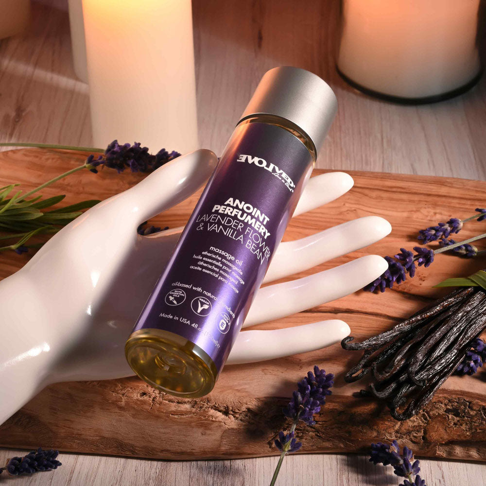 Evolved ANOINT PERFUMERY - Lavender Flower & Vanilla Bean - Lavender Flower & Vanilla Bean Massage Oil - 120 ml Bottle - Hush Store Sydney 