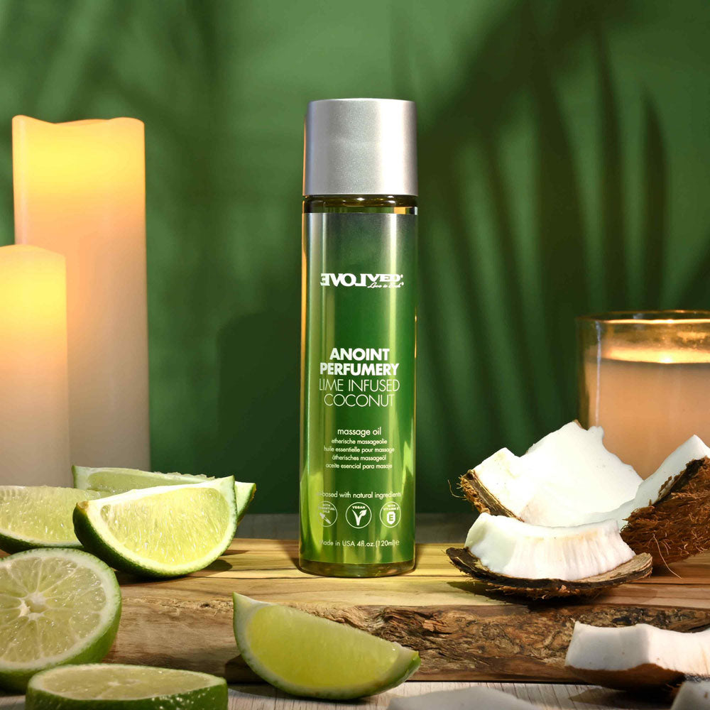 Evolved ANOINT PERFUMERY - Lime Infused Coconut - Lime Infused Coconut Massage Oil - 120 ml Bottle - Hush Store Sydney 