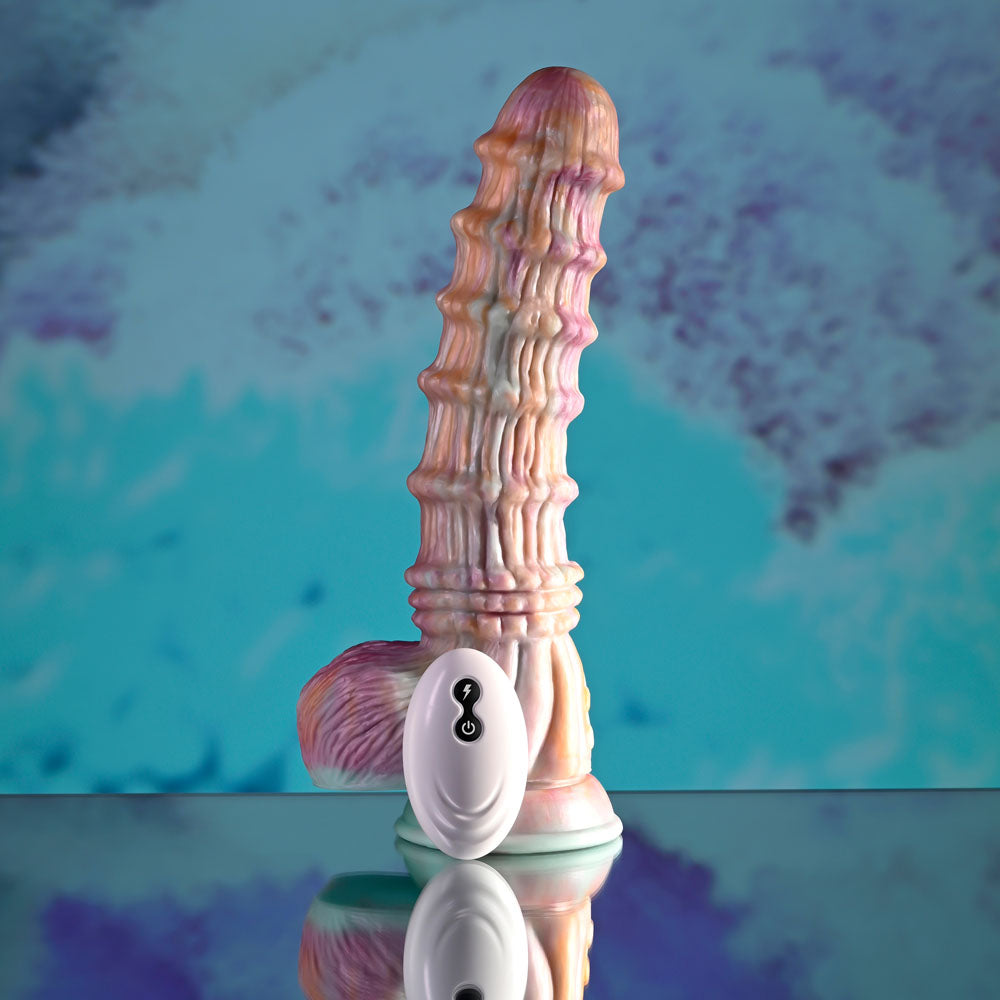 Evolved FANTASY - Multicoloured 27.6 cm USB Rechargeable Vibrating Fantasy Dildo with Remote - Hush Store Sydney 