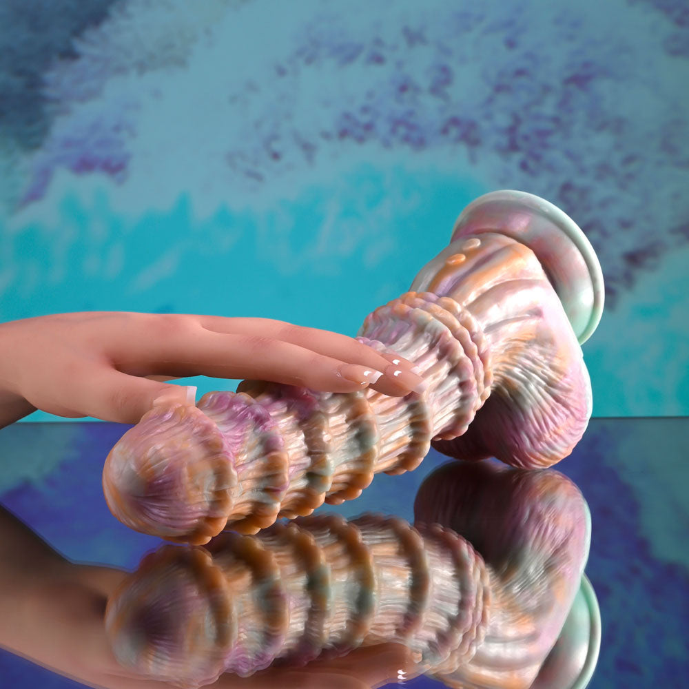 Evolved FANTASY - Multicoloured 27.6 cm USB Rechargeable Vibrating Fantasy Dildo with Remote - Hush Store Sydney 