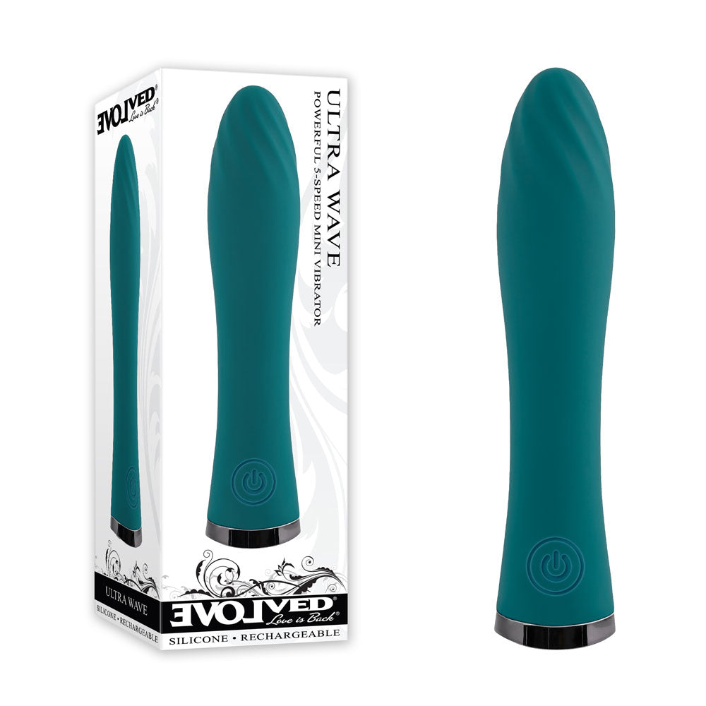 Evolved ULTRA WAVE - Blue 13 cm USB Rechargeable Mini Vibrator - Hush Store Sydney 