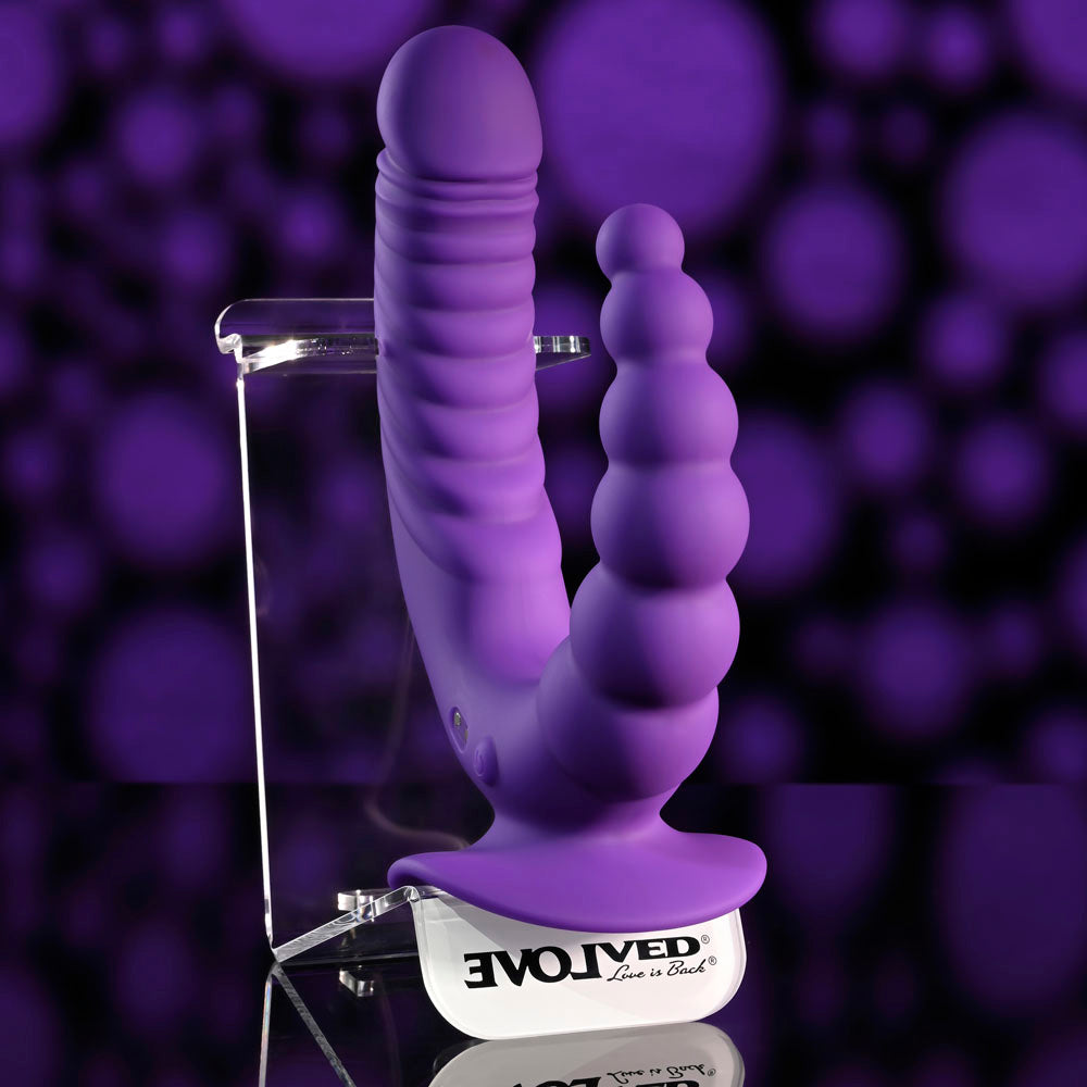 Evolved THE RIDER - Purple USB Rechargeable Double Ended Vibrator with Wireless Remote