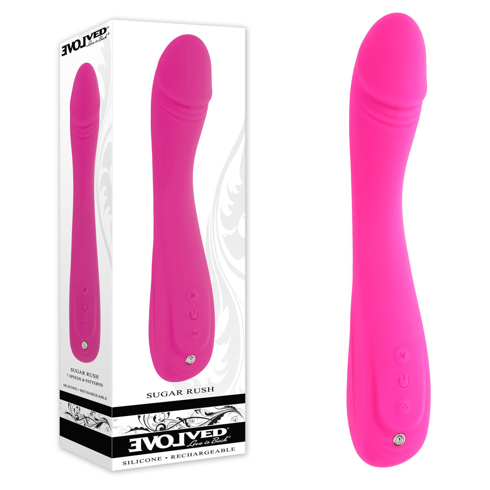 Evolved SUGAR RUSH - Pink 21.6 cm USB Rechargeable Vibrator - Hush Store Sydney 