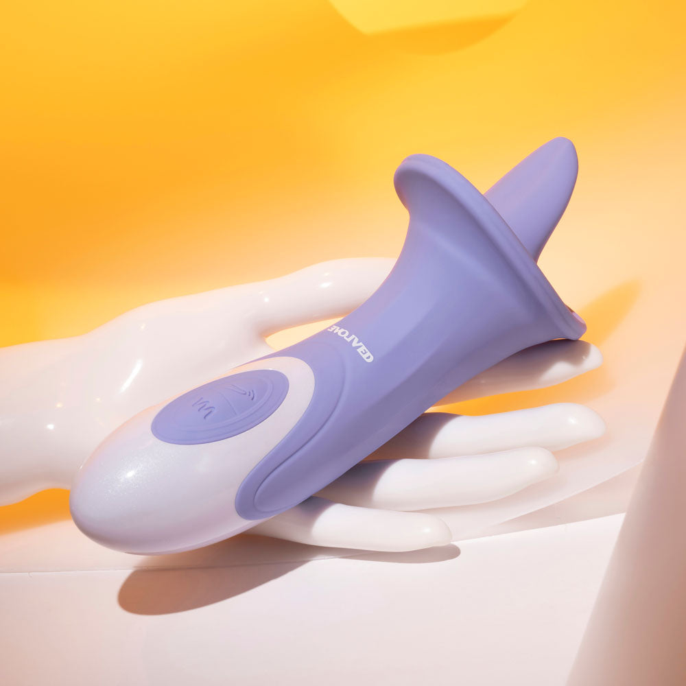 Evolved LIX & KISSES - Purple 18.7 cm USB Rechargeable Flicking Tongue Stimulator - Hush Store Sydney 