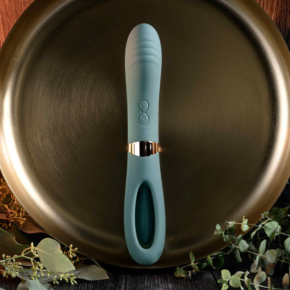 Evolved CHICK FLICK - Olive Green 24 cm USB Rechargeable Vibrator with Flicking Tip - Hush Store Sydney 