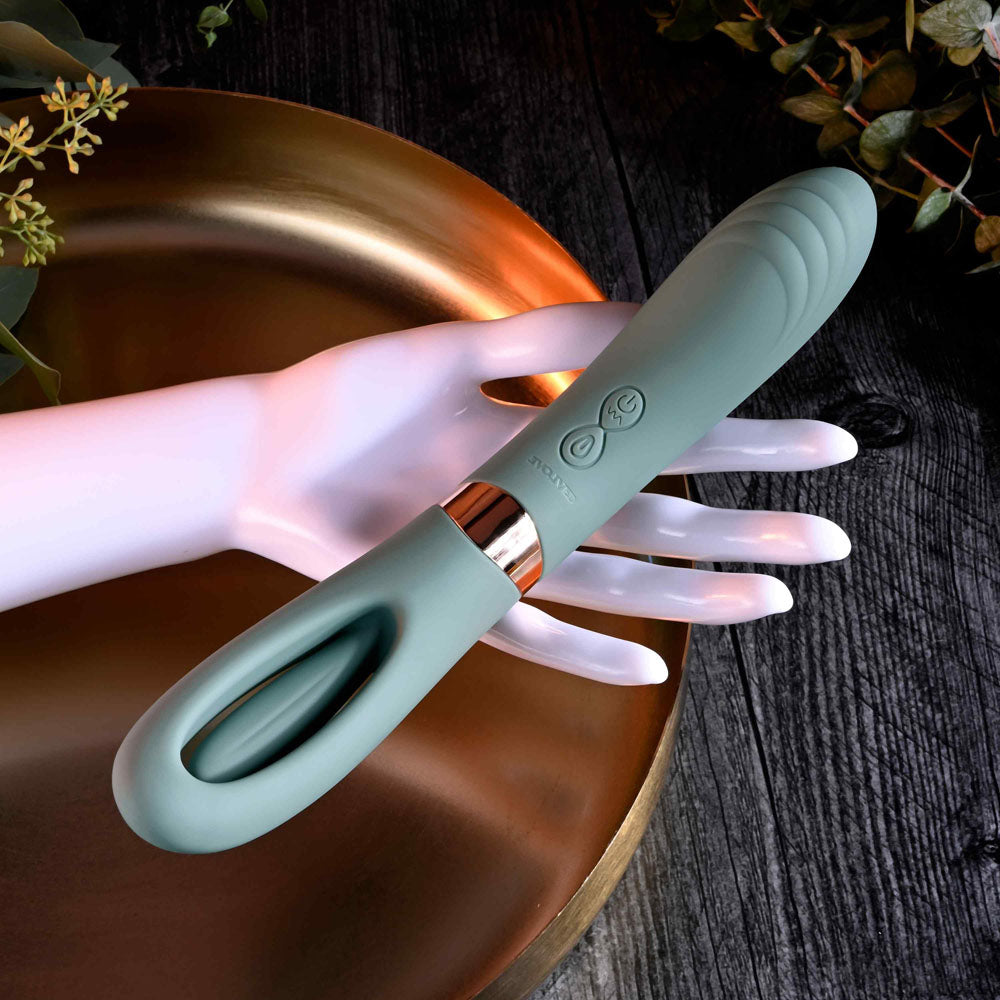 Evolved CHICK FLICK - Olive Green 24 cm USB Rechargeable Vibrator with Flicking Tip - Hush Store Sydney 
