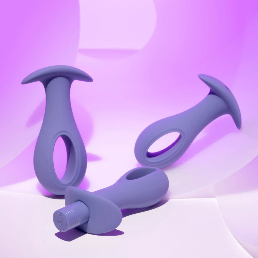 Evolved HOLE PUNCH PLUG SET - Purple Butt Plugs with Interchangeable Bullet - Set of 3 Sizes