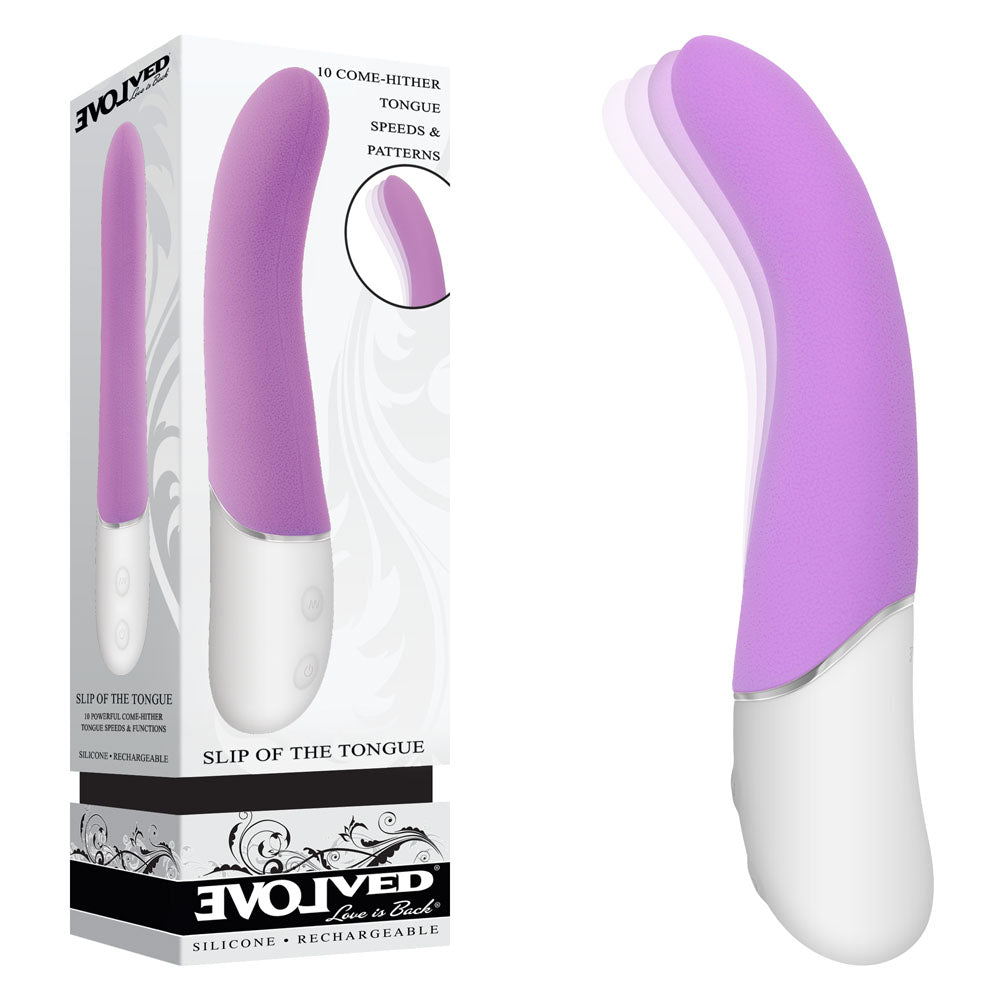 Evolved SLIP OF THE TONGUE - Purple 21.1 cm USB Rechargeable Flicking Tongue Vibrator - Hush Store Sydney 
