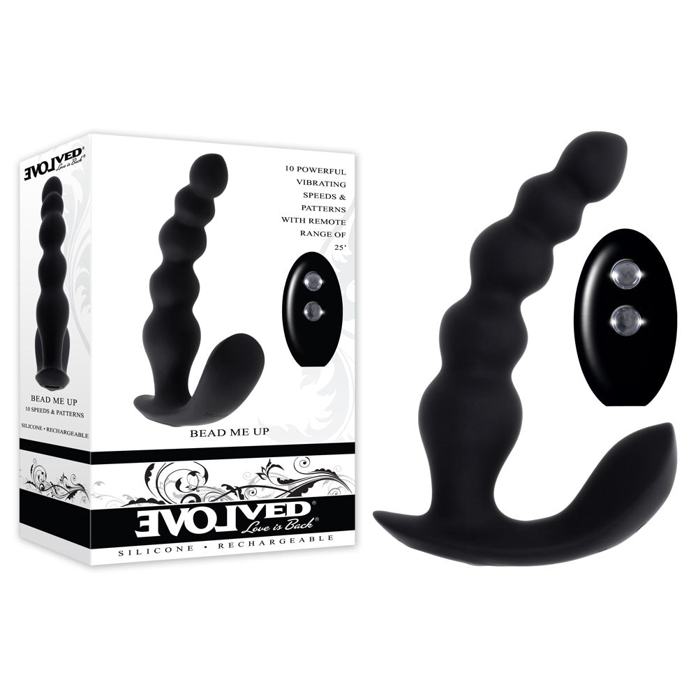Evolved BEAD ME UP - Black 16.8 cm USB Rechargeable Vibrating Anal Beads with Wireless Remote
