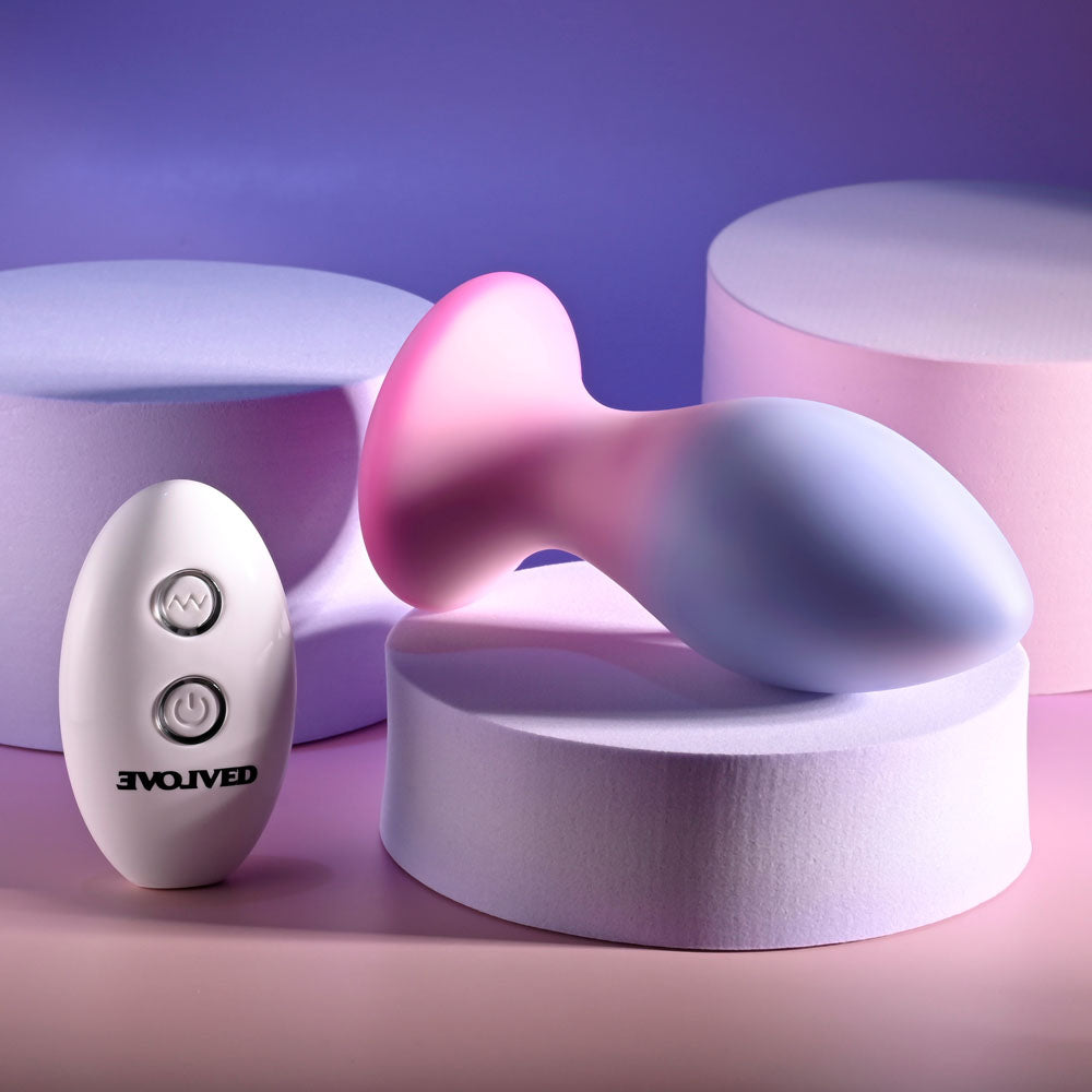 Evolved PARADISE PLUG - Pink/Purple 10.5 cm USB Rechargeable Vibrating Butt Plug with Wireless Remote