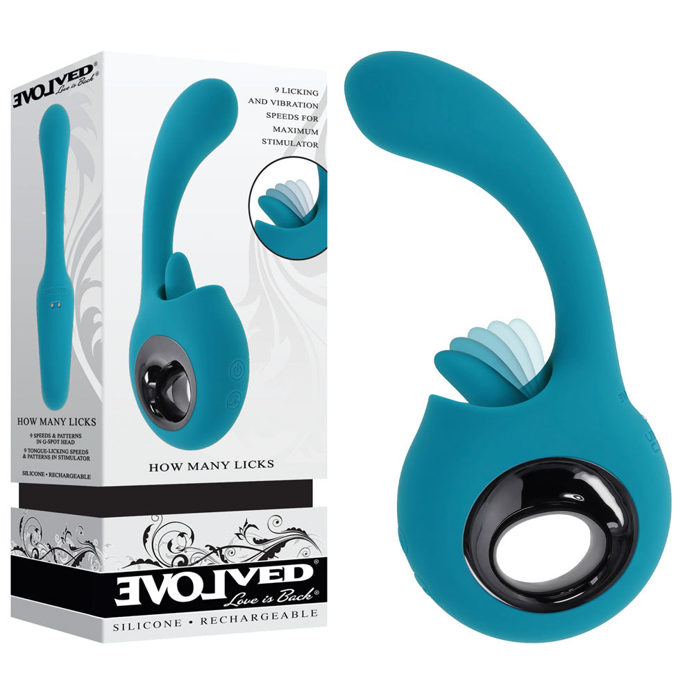 Evolved HOW MANY LICKS - Blue 17.8 cm USB Rechargeable Vibrator with Flicking Stimulator - Hush Store Sydney 