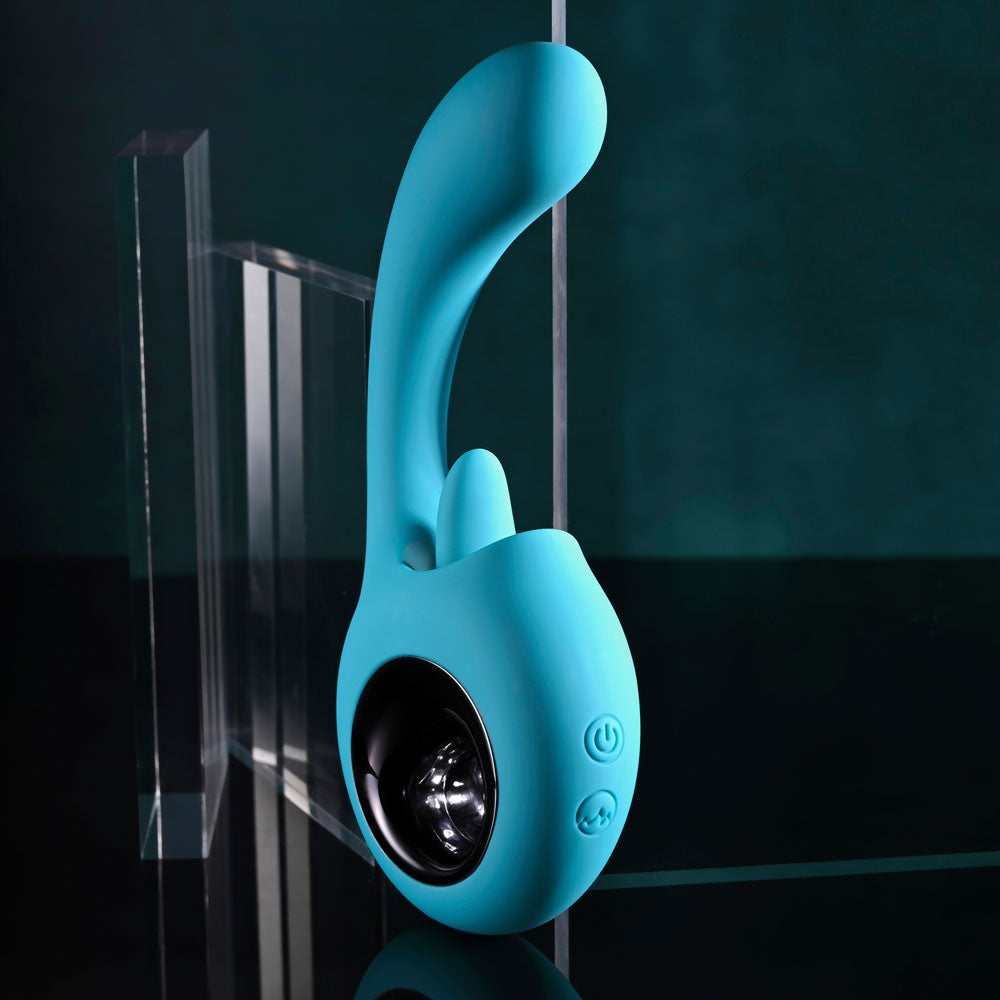 Evolved HOW MANY LICKS - Blue 17.8 cm USB Rechargeable Vibrator with Flicking Stimulator - Hush Store Sydney 