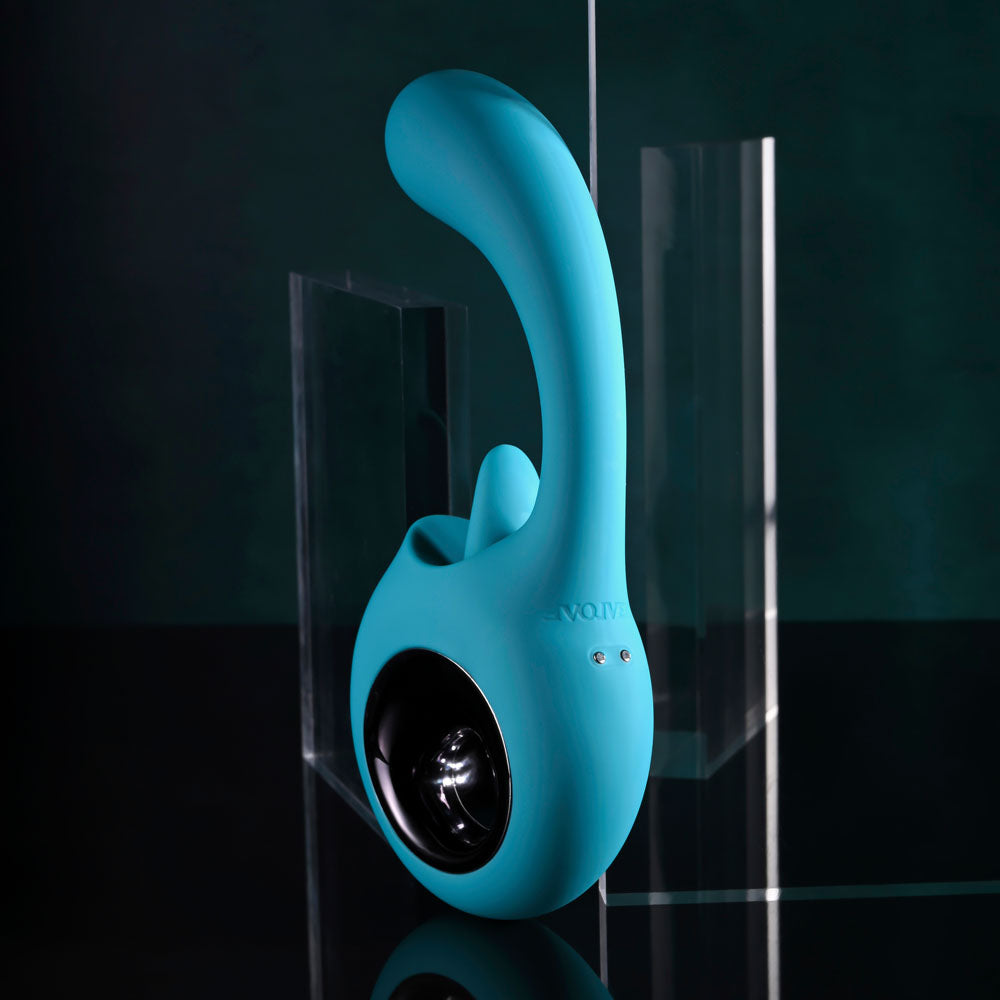 Evolved HOW MANY LICKS - Blue 17.8 cm USB Rechargeable Vibrator with Flicking Stimulator - Hush Store Sydney 