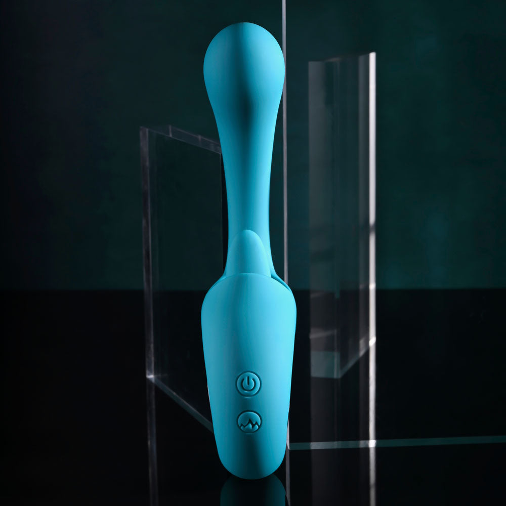 Evolved HOW MANY LICKS - Blue 17.8 cm USB Rechargeable Vibrator with Flicking Stimulator - Hush Store Sydney 