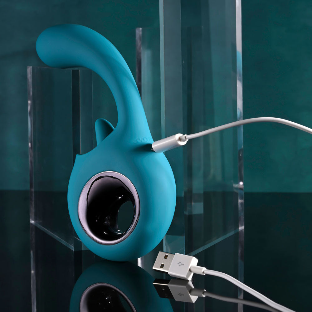 Evolved HOW MANY LICKS - Blue 17.8 cm USB Rechargeable Vibrator with Flicking Stimulator - Hush Store Sydney 