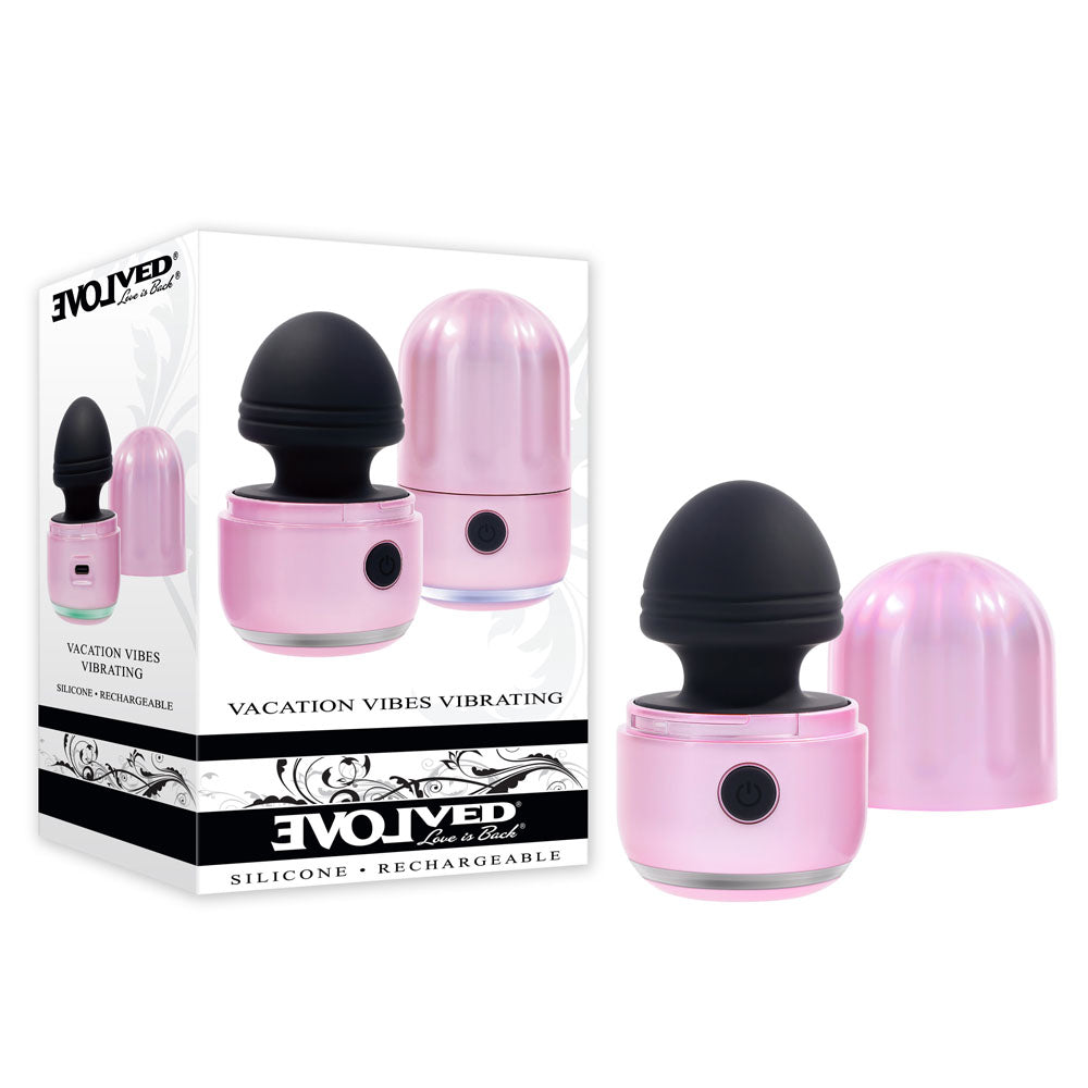Evolved VACATION VIBES - VIBRATING - Pink/Black 8.5 cm USB Rechargeable Vibrating Stimulator - Hush Store Sydney 