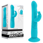 Evolved BUNNY HOP - Teal 25.1 cm USB Rechargeable Thrusting Rabbit Vibrator with Suction Base