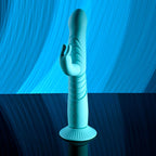 Evolved BUNNY HOP - Teal 25.1 cm USB Rechargeable Thrusting Rabbit Vibrator with Suction Base