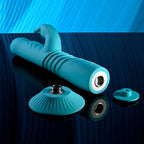 Evolved BUNNY HOP - Teal 25.1 cm USB Rechargeable Thrusting Rabbit Vibrator with Suction Base