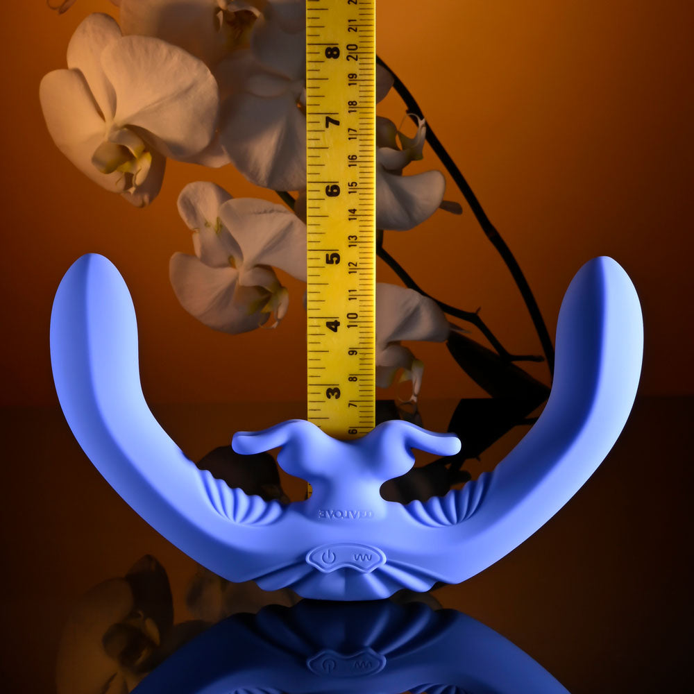 Evolved LOVEBIRDS - Purple 20.8 cm USB Rechargeable Double-Ended Rabbit Vibrator with Remote