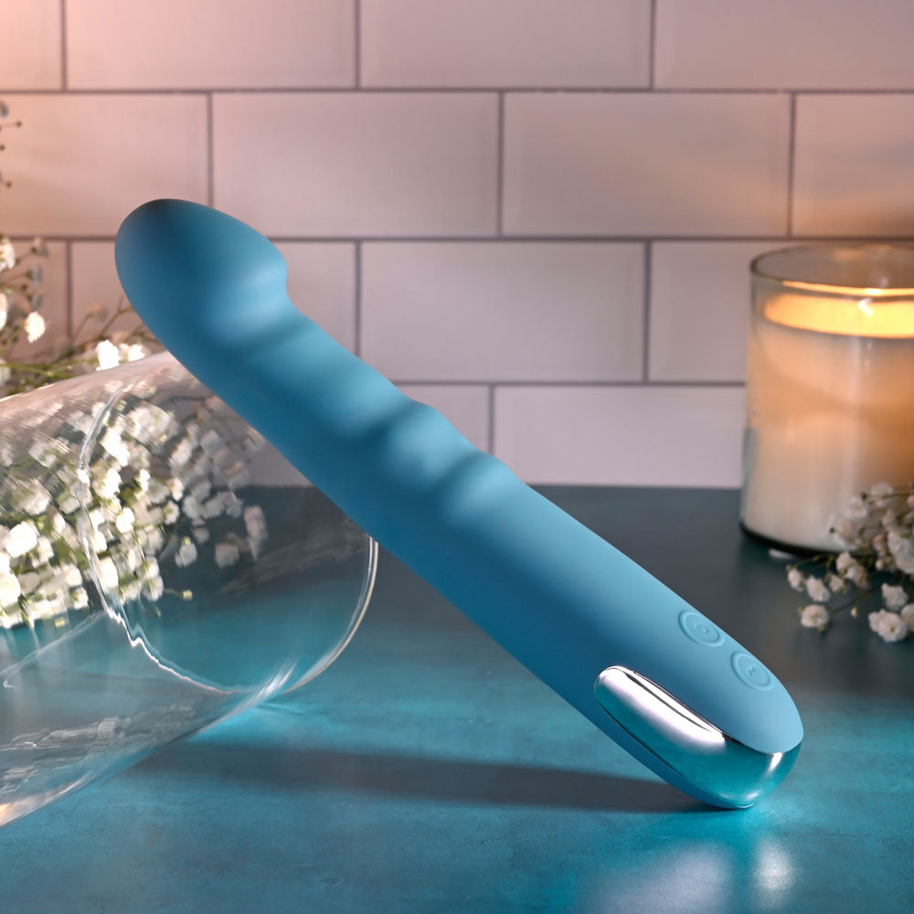 Evolved QUEEN OF ALL TRADES - Blue 22.6 cm USB Rechargeable Thrusting & Rotating Vibrator