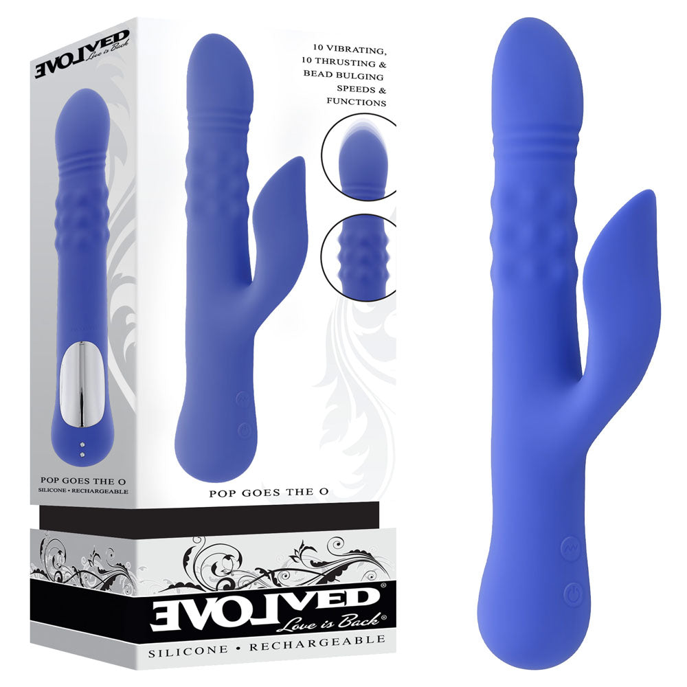 Evolved POP GOES THE O - Purple 24.7 cm USB Rechargeable Thrusting & Bulging Rabbit Vibrator