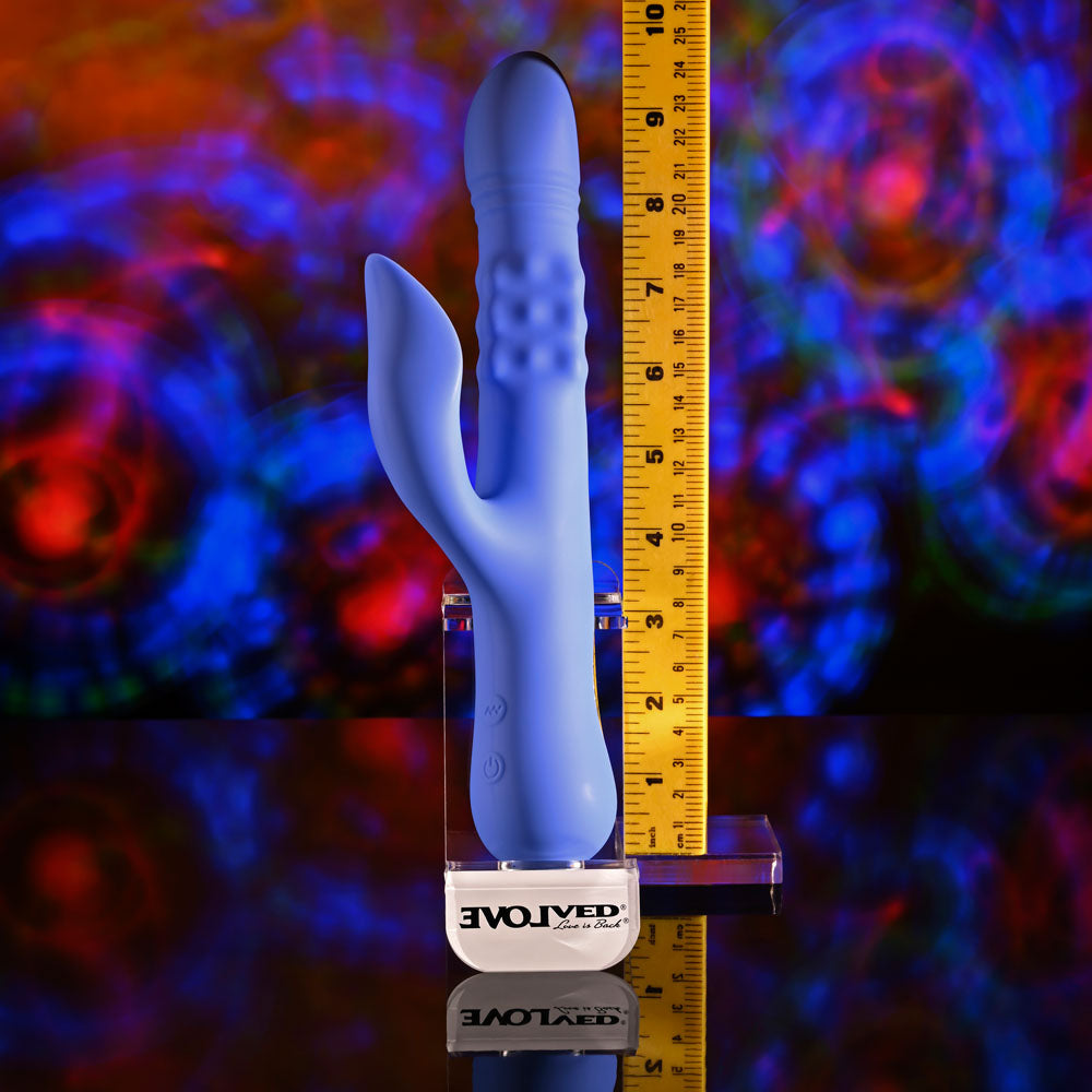 Evolved POP GOES THE O - Purple 24.7 cm USB Rechargeable Thrusting & Bulging Rabbit Vibrator