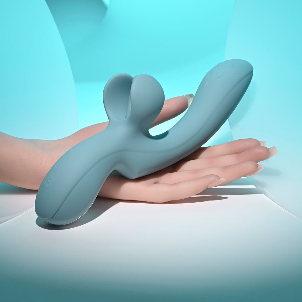 Evolved TAKE YOUR FLICK - Grey 24.1 cm USB Rechargeable Vibrator with Flicking Clitoral Stimulator - Hush Store Sydney 