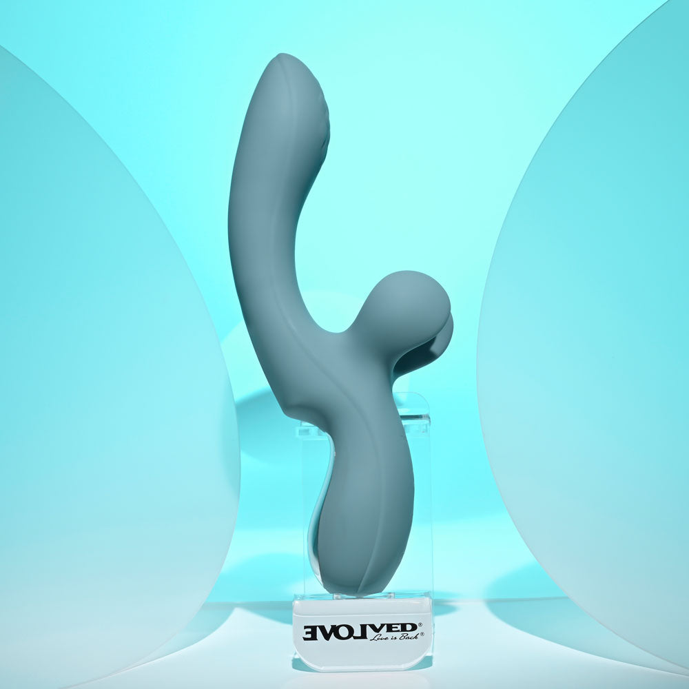 Evolved TAKE YOUR FLICK - Grey 24.1 cm USB Rechargeable Vibrator with Flicking Clitoral Stimulator - Hush Store Sydney 