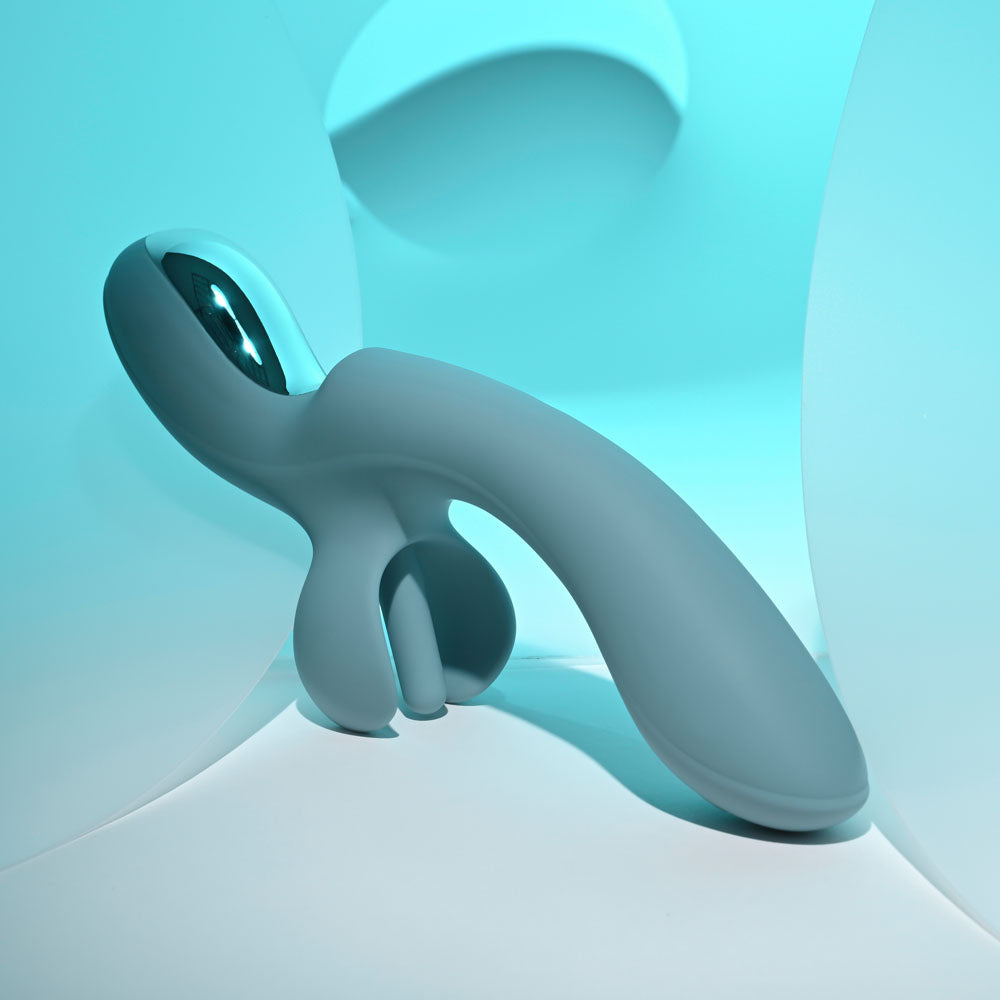 Evolved TAKE YOUR FLICK - Grey 24.1 cm USB Rechargeable Vibrator with Flicking Clitoral Stimulator - Hush Store Sydney 