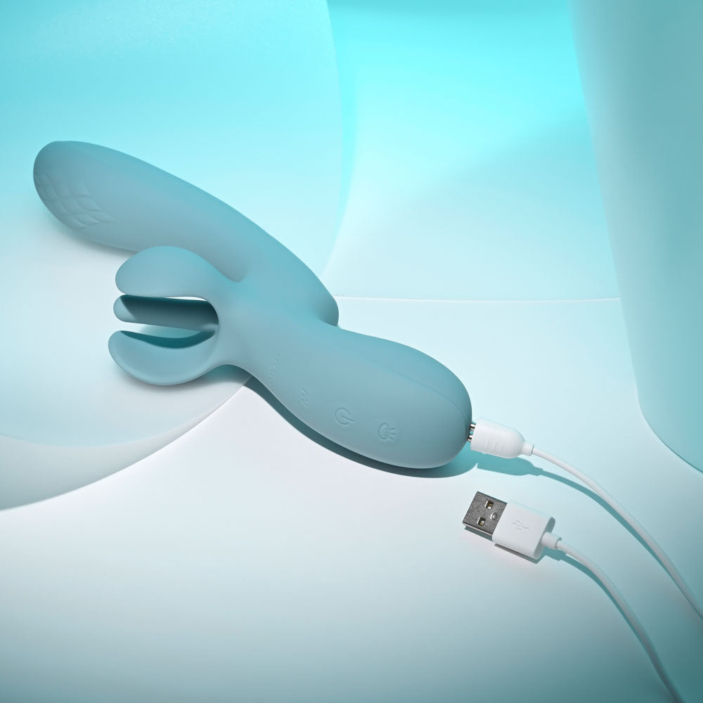 Evolved TAKE YOUR FLICK - Grey 24.1 cm USB Rechargeable Vibrator with Flicking Clitoral Stimulator - Hush Store Sydney 