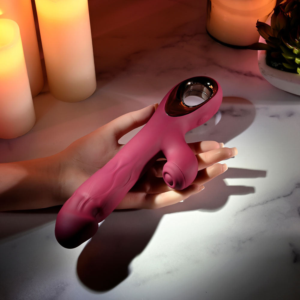 Evolved BURSTING WITH PLEASURE - Red 25.4 cm USB Rechargeable Vibrator with Tapping Clitoral Stimulator - Hush Store Sydney 