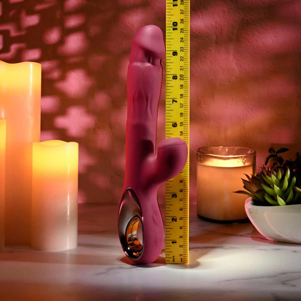 Evolved BURSTING WITH PLEASURE - Red 25.4 cm USB Rechargeable Vibrator with Tapping Clitoral Stimulator - Hush Store Sydney 