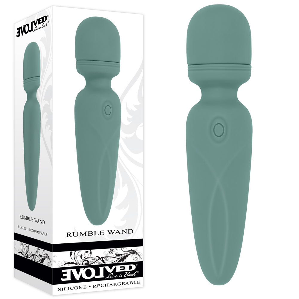 Evolved RUMBLE WAND - Olive Green 13.4 USB Rechargeable Mini Massage Wand - Hush Store Sydney 