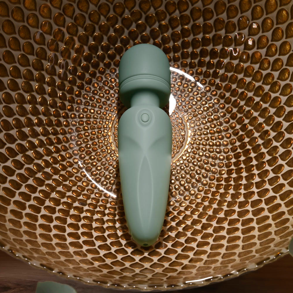Evolved RUMBLE WAND - Olive Green 13.4 USB Rechargeable Mini Massage Wand - Hush Store Sydney 
