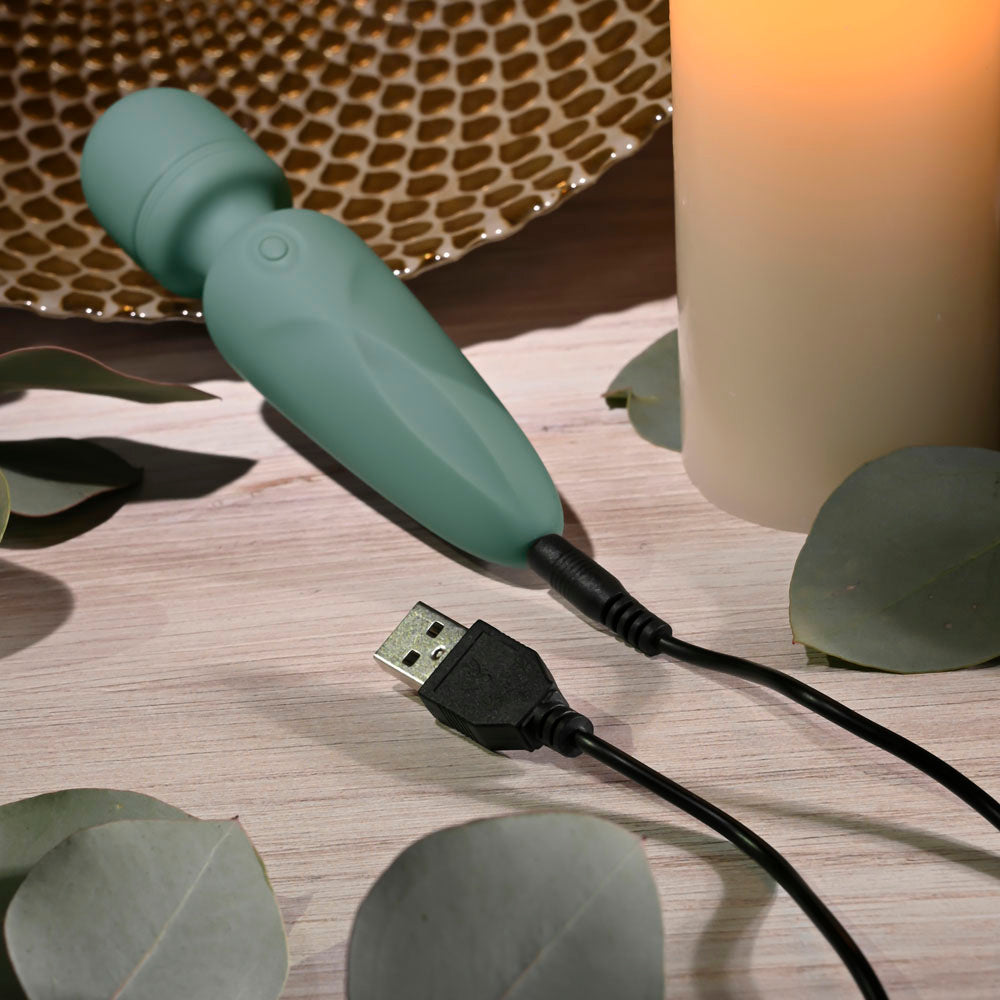 Evolved RUMBLE WAND - Olive Green 13.4 USB Rechargeable Mini Massage Wand - Hush Store Sydney 