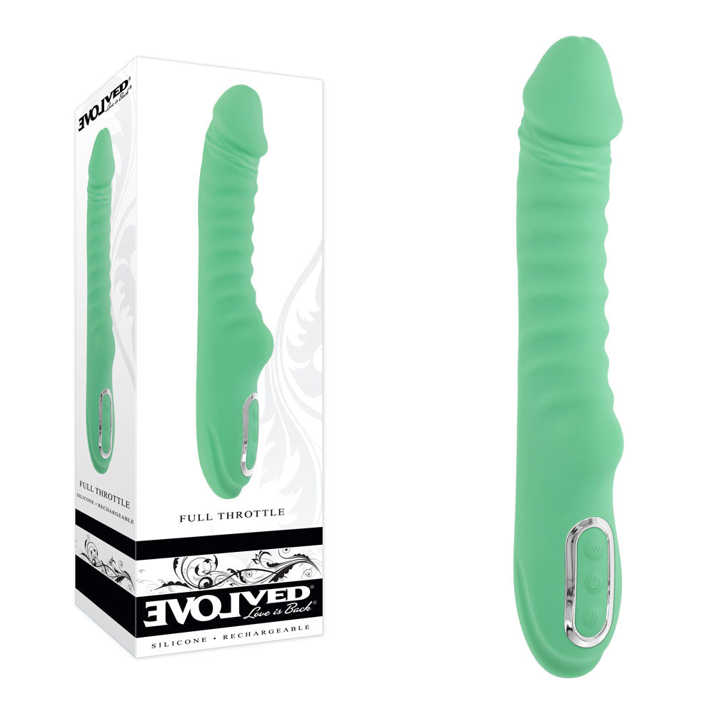 Evolved FULL THROTTLE - Mint Green 24.1 cm USB Rechargeable Vibrator - Hush Store Sydney 