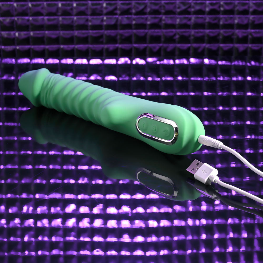 Evolved FULL THROTTLE - Mint Green 24.1 cm USB Rechargeable Vibrator - Hush Store Sydney 