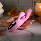 Evolved PUSH THE BUTTON - Pink 23.5 cm USB Rechargeable Rabbit Vibrator with G-Spot Bud - Hush Store Sydney 