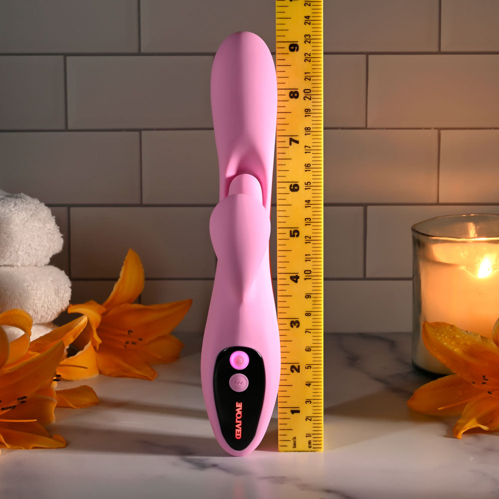 Evolved PUSH THE BUTTON - Pink 23.5 cm USB Rechargeable Rabbit Vibrator with G-Spot Bud - Hush Store Sydney 