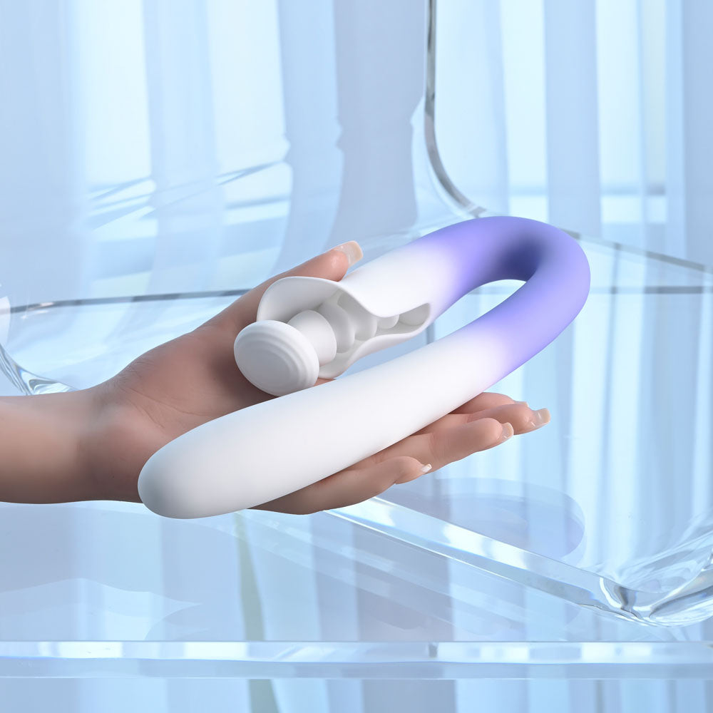 Evolved SPRING LOADED - White/Purple 23 cm USB Rechargeable Multi-Tapping Vibrator - Hush Store Sydney 