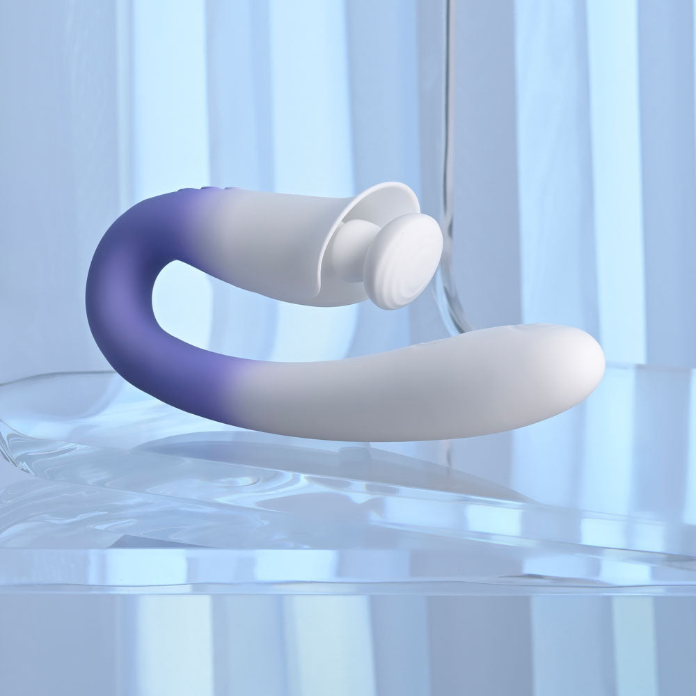Evolved SPRING LOADED - White/Purple 23 cm USB Rechargeable Multi-Tapping Vibrator - Hush Store Sydney 